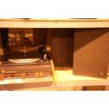 Retro Elizabethan record player and two speakers. Not available for in-house P&P, contact Paul O'Hea