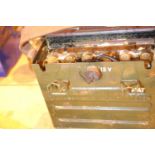 Heavy military lead acid portable 12v battery stamped with broad arrow 1965. Not available for in-