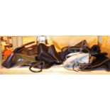 Shelf of mixed ladies handbags and purses. Not available for in-house P&P, contact Paul O'Hea at