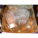 Box of mixed glass including commemorative glasses, Posy vases, large bowls etc. Not available for
