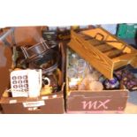 Two boxes of mixed household items including glass and ceramics. Not available for in-house P&P,