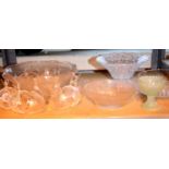 Shelf of mixed glassware including twelve piece punch bowl set. Not available for in-house P&P,