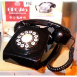 Black retro rotary phone push button replica of the 1970s GPO746 classic phone, compatible with