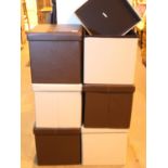 Six folding faux leather storage boxes, 37cm square. Not available for in-house P&P, contact Paul