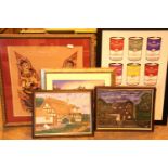 Quantity of framed and glazed pictures and prints. Not available for in-house P&P, contact Paul O'