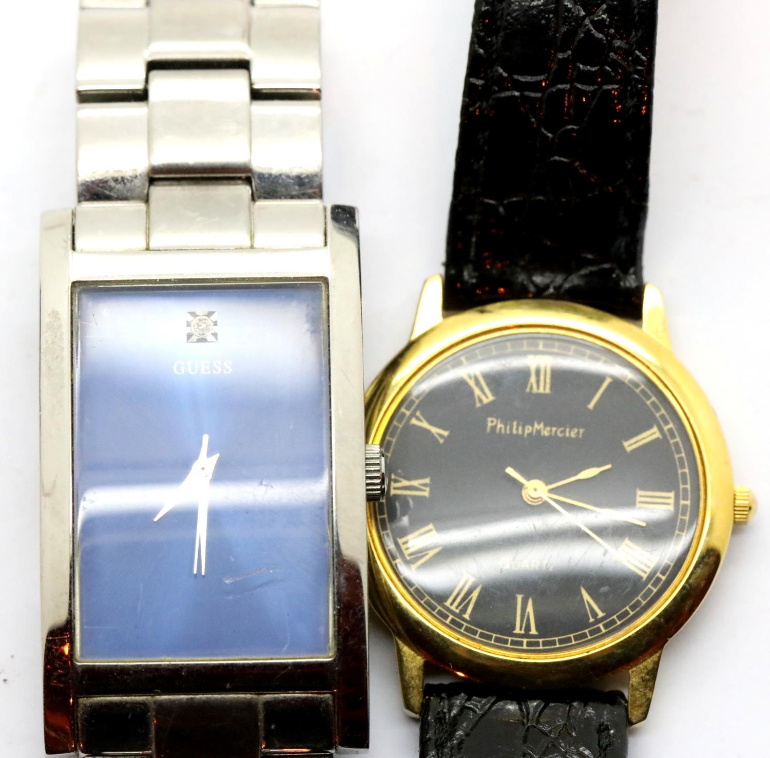 Two gents wristwatches, Guess and Mercier. P&P Group 1 (£14+VAT for the first lot and £1+VAT for