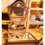 Two early 20thC free standing dressing table mirrors. Not available for in-house P&P, contact Paul