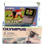 Casio 2.3" LCD colour TV (TV770) and a boxed Olympus 1 zoom 60 compact all weather camera. P&P Group