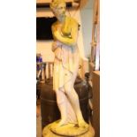 Large stoneware figurine of a Grecian lady with a large stoneware plinth base, total height: