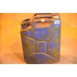 Large military petrol container, stamped 1952 with broad arrow stamp. Not available for in-house P&