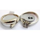 Two 925 silver rings c1970. sizes L & N. P&P Group 1 (£14+VAT for the first lot and £1+VAT for
