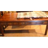 Reproduction mahogany coffee table, L: 120 cm. Not available for in-house P&P, contact Paul O'Hea at