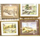 Four framed and glazed watercolours by W Knowles. Not available for in-house P&P, contact Paul O'Hea