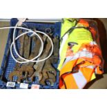 Shelf of mixed large spanners, approximately ten hi vis vests (all sizes) Not available for in-house