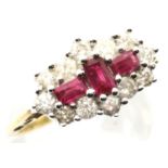 Ladies 9ct gold new old stock ruby and diamond ring, size N, 4.3g. P&P Group 1 (£14+VAT for the