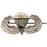 WWII US Paratroopers Wings with 1 combat jump star, late war silver plated by M.B Luke, Melbourne.