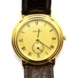 Zenith gents Cosmopolitan wristwatch with gold plated case, gold dial and subsidiary second dial
