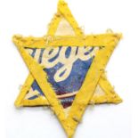 WWII hand made Jewish Star of David taken off an old coat. P&P Group 1 (£14+VAT for the first lot