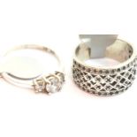 Two ladies vintage silver rings, sizes O & R. P&P Group 1 (£14+VAT for the first lot and £1+VAT