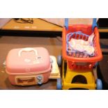 Child's mini kitchen and shopping trolley. Not available for in-house P&P, contact Paul O'Hea at