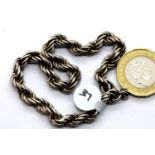 Ladies vintage silver rope bracelet. P&P Group 1 (£14+VAT for the first lot and £1+VAT for