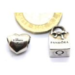 Two genuine Pandora sterling silver charms stamped ALE. P&P Group 1 (£14+VAT for the first lot