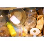 Box of mixed household items including glass and ceramics. Not available for in-house P&P, contact