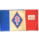 WWII type French Resistance armband. P&P Group 1 (£14+VAT for the first lot and £1+VAT for