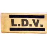 WWII Local Defence Volunteers type armband. P&P Group 1 (£14+VAT for the first lot and £1+VAT for