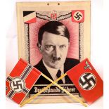 German WWII type Hitler poster on card, 45 x 30 cm. P&P Group 1 (£14+VAT for the first lot and £1+