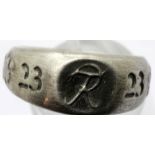 German WWII type signet ring, size T. P&P Group 1 (£14+VAT for the first lot and £1+VAT for