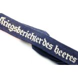 German WWII type cuff title, Kriegsberiehter Des Heeres. P&P Group 1 (£14+VAT for the first lot