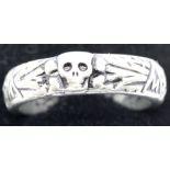 German WWII type SS Totenkopf skull signet ring, size U. P&P Group 1 (£14+VAT for the first lot