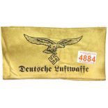 German WWII type Deutsche Luftwaffe armband. P&P Group 1 (£14+VAT for the first lot and £1+VAT for