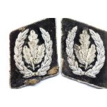 German WWII type collar tabs, oak leaves within a wreath. P&P Group 1 (£14+VAT for the first lot and