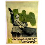 German Third Reich type Reichsparteitag Nurnberg poster, 45 x 32 cm. P&P Group 1 (£14+VAT for the