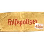 German WWII type Hilfspolizei armband. P&P Group 1 (£14+VAT for the first lot and £1+VAT for