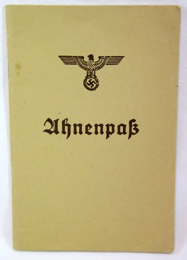 German Third Reich type Ahnenpass, named, (indistinct). P&P Group 1 (£14+VAT for the first lot