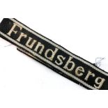 German WWII type cuff title, Frundsberg. P&P Group 1 (£14+VAT for the first lot and £1+VAT for