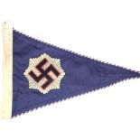 German WWII type pennant, L: 32 cm. P&P Group 1 (£14+VAT for the first lot and £1+VAT for subsequent