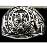 American Vietnam War type US Army Special Forces college style signet ring marked 925 silver to