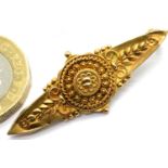 15ct gold Edwardian pin brooch, L: 42 mm, 2.7g. P&P Group 1 (£14+VAT for the first lot and £1+VAT