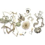Mixed silver and white metal jewellery, combined 78g. P&P Group 1 (£14+VAT for the first lot and £