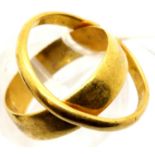 Two 22ct gold band rings, each size L, combined 4.6g. P&P Group 1 (£14+VAT for the first lot and £