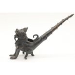 Oriental bronze opium pipe, L: 20 cm. P&P Group 2 (£18+VAT for the first lot and £3+VAT for