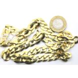 9ct gold heavy flat curb necklace, L: 50 cm, 59.9g. P&P Group 1 (£14+VAT for the first lot and £1+