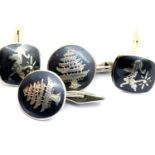 Two pairs of Siam niello sterling silver cufflinks. P&P Group 1 (£14+VAT for the first lot and £1+