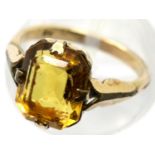 9ct gold ring set with a large citrine, 1.9g, size I. P&P Group 1 (£14+VAT for the first lot and £