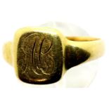 18ct gold signet ring, 6.3g, size U. P&P Group 1 (£14+VAT for the first lot and £1+VAT for