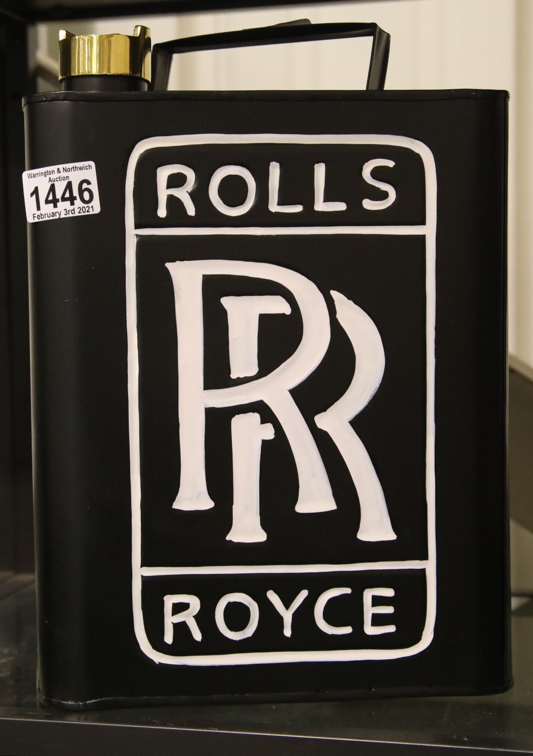 Black Rolls Royce 5L petrol can. P&P Group 2 (£18+VAT for the first lot and £3+VAT for subsequent